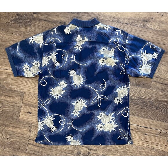 Tommy Bahama Hawaiian Polo Shirt Mens L Silk Pineapple Coconut All Over Print - Picture 8 of 10